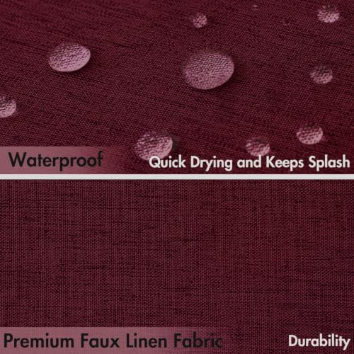 MIULEE 72"x84" Extra Long Scalloped Linen Shower Curtain Burgundy