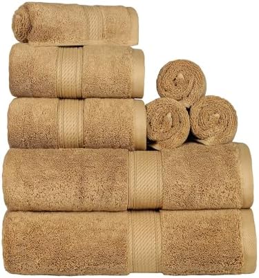 SUPERIOR Egyptian Cotton Ultra Plush & Absorbent, 8 Piece Set, Toast