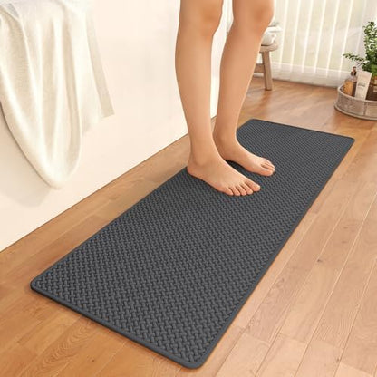 YDKGL Bathroom Runner Non Slip, Foam Weave Texture Bath Mat, Grey 16x47