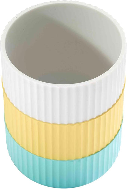 Izod - Wastebasket, Trash Can for Home, Resin Bathroom Accessories, Dorm Room Essentials, Striped Bathroom Decor (Clubhouse Collection, Aqua)