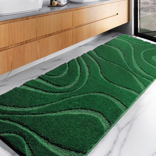 DEXDE Bathroom Rugs Runner Non-Slip Mat for Bathroom Floor Tub 24X72 Green