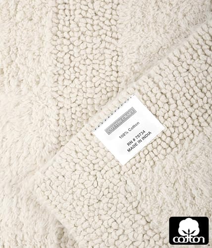 COTTON CRAFT Bath Rugs - 2 Pack Large 20x30 Soft Plush Bath Mats - Ivory