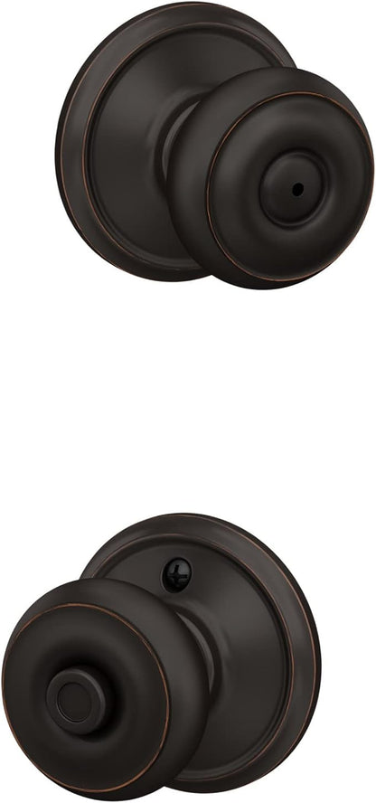 Schlage F40 V GEO 716 Georgian Door Knob, Bed & Bath Privacy Lock, Aged Bronze