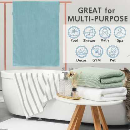 VOOVA & MOVAS Bath Towels 4PC, 100% Cotton, 30x56 in, Yellow