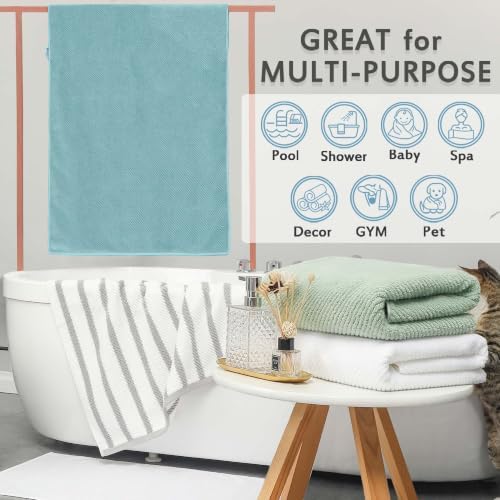 VOOVA & MOVAS Bath Towels 4PC, 100% Cotton, 30x56 in, Hunter Green