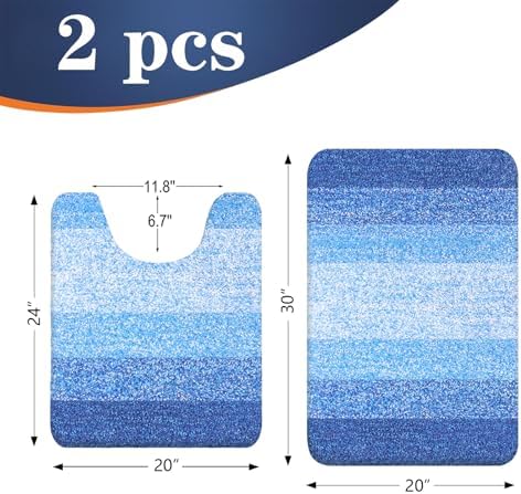 OLANLY Micorfiber Bathroom Rug Set 2 Piece, 30"x20"+U-Shaped 24"x20"