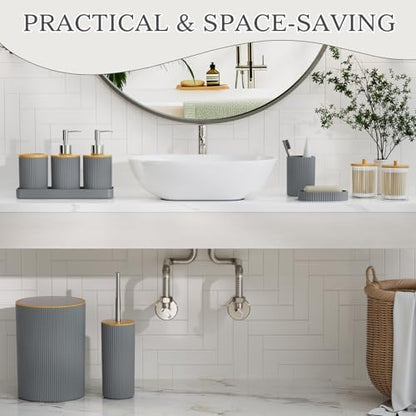 10PC Bathroom Accessories Set, Grey Bathroom Decor Accessory Sets
