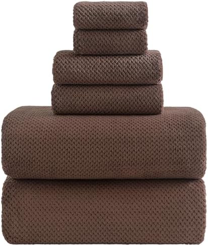 YTYC 39x78 Bath Sheets Set,Towels for Bathroom,Brown,6-Pieces