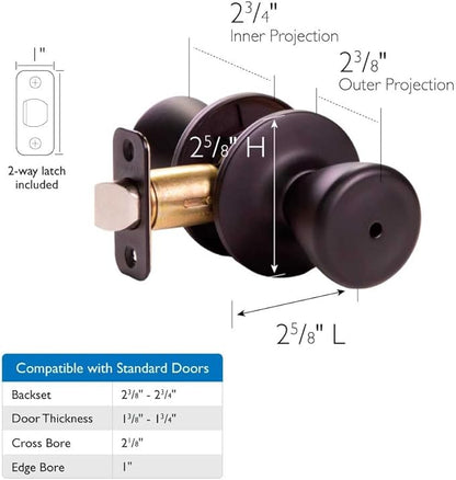 Design House 779264 Tulip Privacy Bed and Bath Door Knob Matte Black