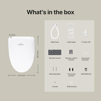 COWAY Bidetmega 200N *Elongated* Electronic Bidet Toilet Seat with Instantaneous Water Heating, Heated Seat and Dryer, Soft Close Lid, Stainless Nozzle, Night Light, Self Cleaning, Remote Control