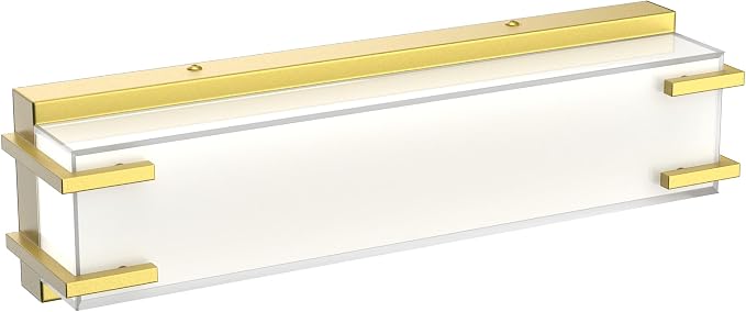 LED Bathroom Light Fixtures Over Mirror 16” Vanity Light with Milky White Lampshade 4000K Daylight Gold Bath Bar (Gold)