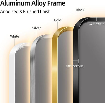 42" x 36" Gold LED Bathroom Mirror with Lights - Motion Sensor | Smart Backlit Mirror Bathroom, Anti-Fog, 3-Color Stepless Dimmable, Memory Function, Metal Framed Rounded-Corner Rectangle