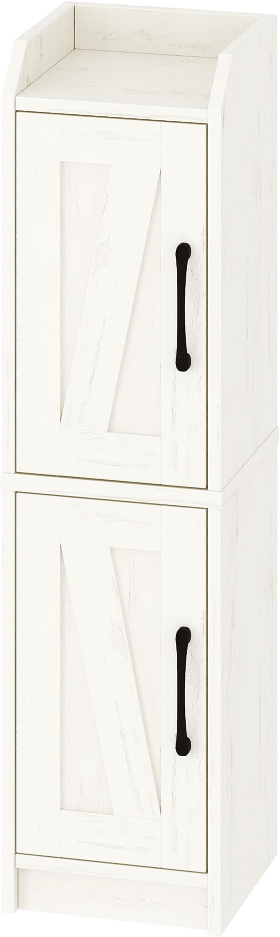 Bathroom Storage Cabinet, Small Corner Floor Cabinet with Door and Shelves, Narrow Bathroom Organizer and Paper Storage with Adjustable Shelves, for Small Spaces, Rustic White BC27014X