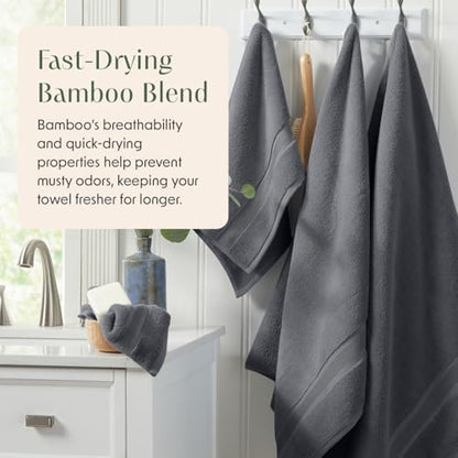 Luxury Bamboo Rayon Oversized Bath Towel Set | 2-Pack | Ultra Soft | Grey