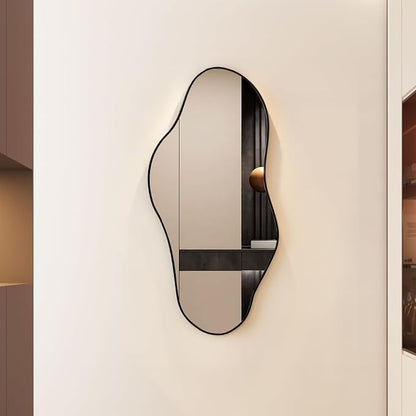 Irregular Full Length Mirror, 23"x47" Full Body Mirror with Metal Frame, Asymmetrical Mirrors for Entryway Bathroom Living Room Bedroom, Horizontal or Vertical Hanging