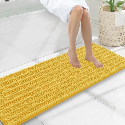 Smiry Bathroom Rugs 47X17, Extra Soft Rubber Backing Chenille Bath Mats