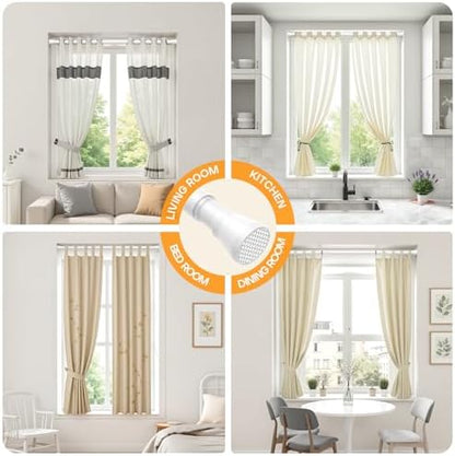 Tension Curtain Rod 28 to 48 Inches, White Tension Rod Adjustable Curtain Rod Non-Slip Shower Curtain Rod No Drill Shower Rod Spring Tension Shower Curtain Rod Bathroom Curtain Rod
