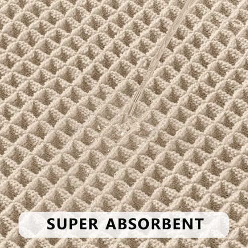 MIULEE Set of 2 Waffle Bathroom Rugs Pale Beige Bath Mat 17"x24"+18"x30"