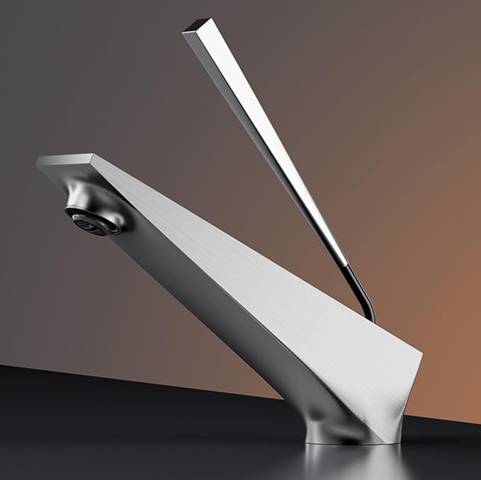 Bathroom Faucet Modern Single Hole Faucet for Bathroom Sink Single Handle in Brass Gun Gray