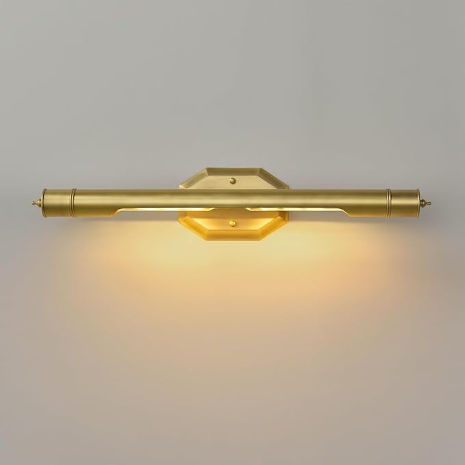 Vintage Brass Picture Light Hardwired - 24.4 In Gold Art Deco Antique Lights Over Mirror Portrait Pictures Frame - Wall Sconce Lighting Fixture for Museum Bathroom Vanity Gallery Artwork Library Above