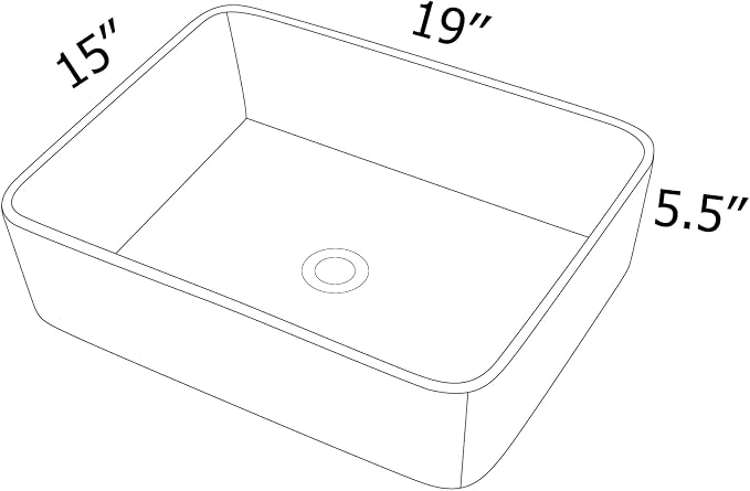Dcolora 19" x 15" Rectangular Bathroom Vessel Sink, White Ceramic Porcelain Above Counter Vanity Basin, Modern Rectangle Sink for Bathroom