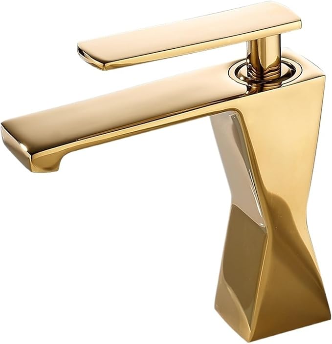 Bathroom Sink Faucet Brass Modern Cold Waterfall Deck Mounted Vessel(Gold)