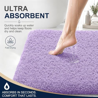 OLANLY Microfiber Bathroom Runner Rugs 70x24, Ultra Soft Bath Mat, Lavender