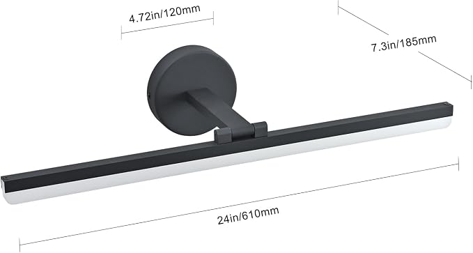 24inch LED Modern Black Bathroom Vanity Lighting Fixtures Over Mirror Vanity Light for Bath Matte Black Wall Sconce Lights for Bathroom (White Light 6000K)