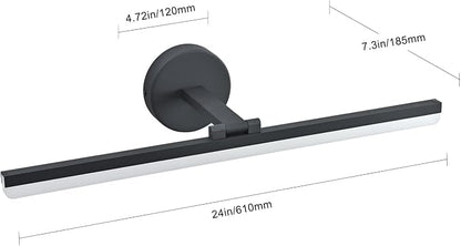 24inch LED Modern Black Bathroom Vanity Lighting Fixtures Over Mirror Vanity Light for Bath Matte Black Wall Sconce Lights for Bathroom (White Light 6000K)