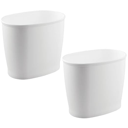 iDesign Slim Plastic Bathroom Trash Can, 2-Pack, White | Small Garbage Bin, For Bedroom, Office, Desk, Dorm