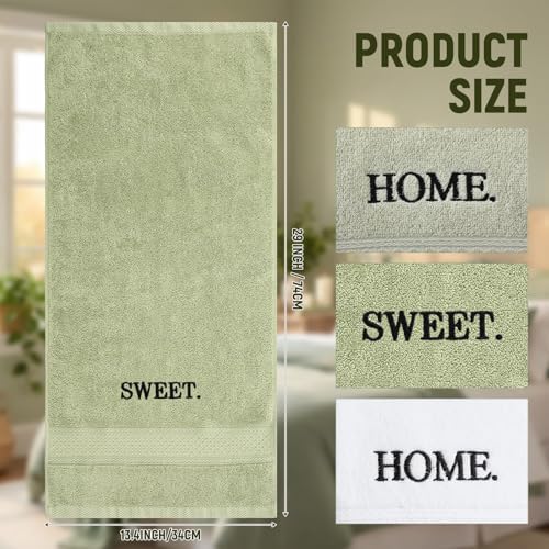 FuWeave 3 Pcs Sage Green Decorative Hand Towels Bathroom, Home Sweet Home