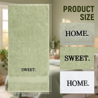 FuWeave 3 Pcs Sage Green Decorative Hand Towels Bathroom, Home Sweet Home