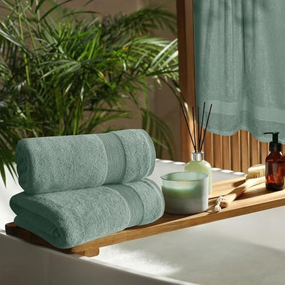 Belizzi Home 4 Pack Bath Towel Set 27x54, 100% Ring Spun Cotton, Ultra Soft Highly Absorbent Machine Washable Hotel Spa Quality Bath Towels for Bathroom, 4 Bath Towels - Jade