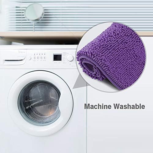 ITSOFT Plush Bathroom Rug 34"" x21, Absorbent Machine Washable Non Slip Chenille Bath Mats, Quick Dry Bathmat, Bath Rugs for Bath, Shower, Bedroom, or Door Mat, Lilac