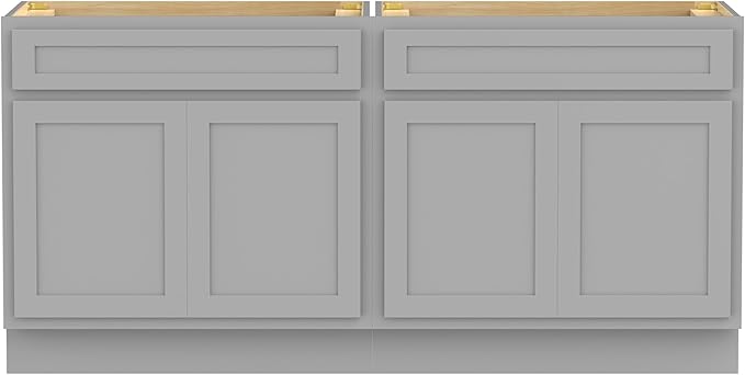 Vanity Art 78 Inch Bathroom Base Cabinet Only, Double Sink Top (Not Include Sink) with Door & Soft Close Hinge, Unassembled Floor Cabinet, Grey, 2ea 39 Inch Combo