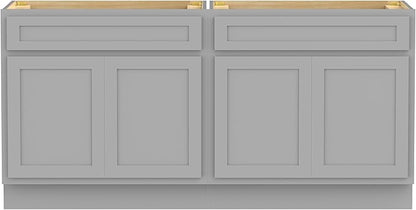 Vanity Art 78 Inch Bathroom Base Cabinet Only, Double Sink Top (Not Include Sink) with Door & Soft Close Hinge, Unassembled Floor Cabinet, Grey, 2ea 39 Inch Combo