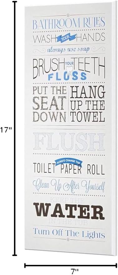 'Bathroom Rules Vintage List'| Wall Plaque Art | Stupell Industries | 7 x 17 Inches, Easy to Hang and Sturdy, Made in USA, by Stephanie Workman Marrott