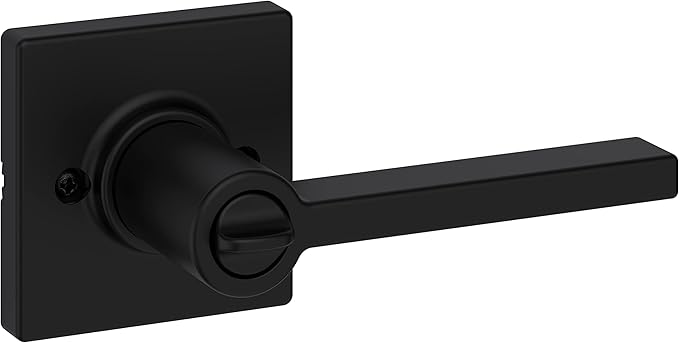 Kwikset Casey Interior Privacy Door Handle with Lock, Door Lever for Bathroom and Bedroom, Matte Black Reversible Keyless Turn Lock, with Microban Protection (Pack of 6)
