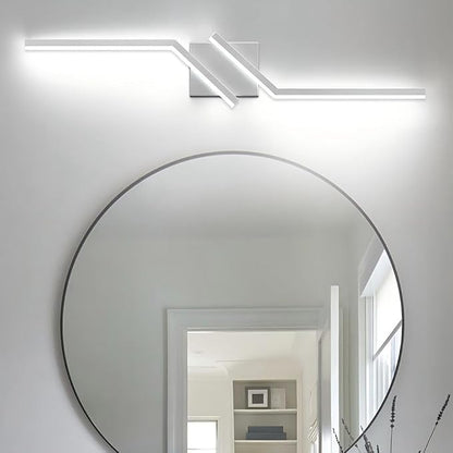 32 inch Modern Vanity Lights for Bathroom Nickel Bathroom Light Fixtures Dimmable LED Light for Restroom 6000K Cool White