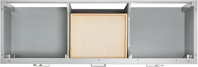 ARIEL Cambridge 66-inch Bathroom Vanity with Sink,Solid Wood, 1.5-inch Carrara White Quartz Countertop & Backsplash, Double Oval Porcelain Sink, 4 Soft Closing Doors, 6 Dovetail Drawers, Grey