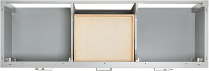 ARIEL Cambridge 66-inch Bathroom Vanity with Sink,Solid Wood, 1.5-inch Carrara White Quartz Countertop, Double Rectangular Porcelain Sink, 4 Soft Closing Doors, 6 Dovetail Drawers, Grey