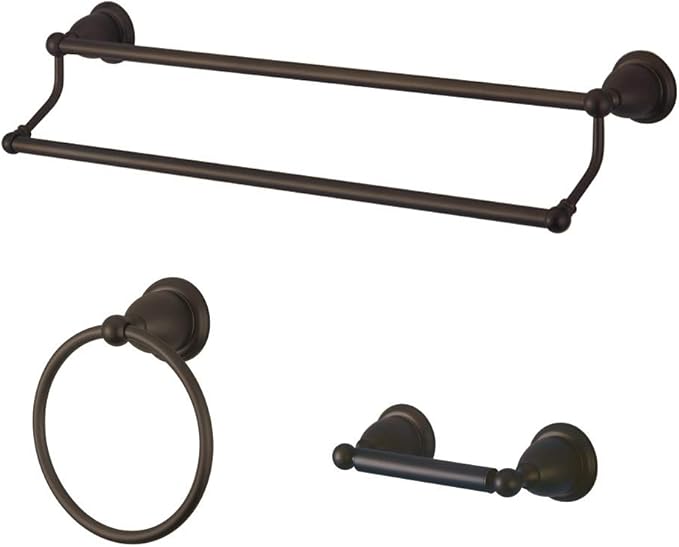 Kingston Brass BAK175348ORB Heritage 3-Piece 24-Inch Dual Towel Bar Bathroom Accessory Set in Oil Rubbed Bronze