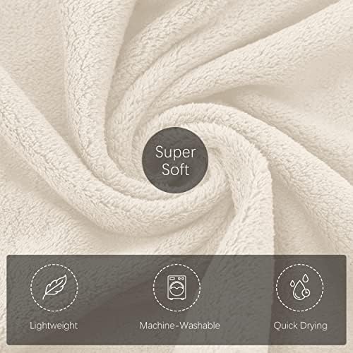 TENSTARS Silk Hemming Bath Towels for Bathroom Clearance - 27 x 55 inches - Light Thin Quick Drying - Soft Microfiber Absorbent Towel for Bath Fitness, Sports, Yoga, Travel, Gym - 2 Pack, Cream