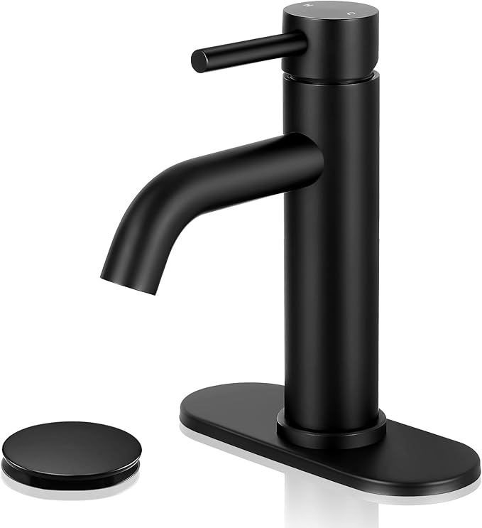 Black faucet on a white background