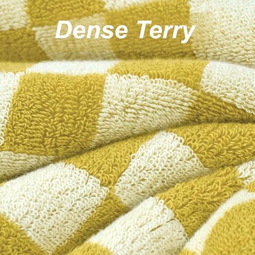 Jacquotha Luxury Bath Towels - Pack of 2, Mustard Yellow Checkered