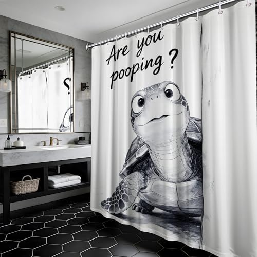 Extra Tall Shower Curtain XL are You Pooping Turtle, 70 x 78 Inchs