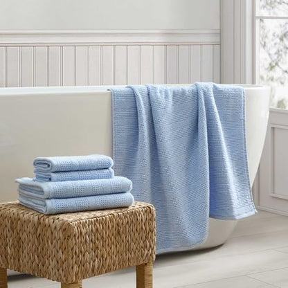 Martha Stewart - Cotton Bath Towel Set, Soft & Absorbent Towels, 6 Pack