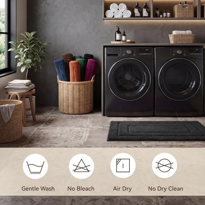 GRANNY SAYS Black Bathroom Rug 20" x 30", Non-Slip Microfiber Bath Mat