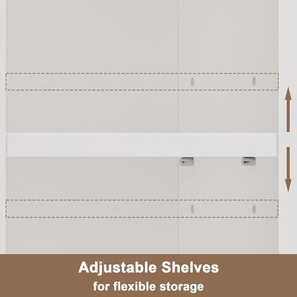 ChooChoo Narrow Bathroom Storage Cabinet with Adjustable Shelves, Tall Storage Cabinet with 2 Doors and 1 Drawer, Freestanding Cupboard for Small Spaces, White