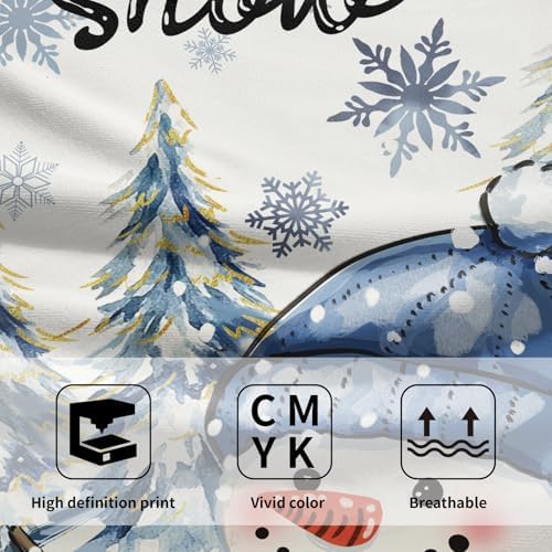 Winter Hand Towels Set of 2, 14x28 Inch Farmhouse Snowman Pine Tree Snow Holiday Tea Towel Absorbent Dish Wash Cloth for Home Hotel Bathroom Kitchen Bar Cleaning and Decor